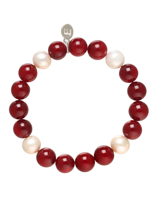 Margo Morrison Red Jade Bracelet with Pearls