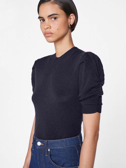 Frame Ruched Sleeve Cashmere Sweater