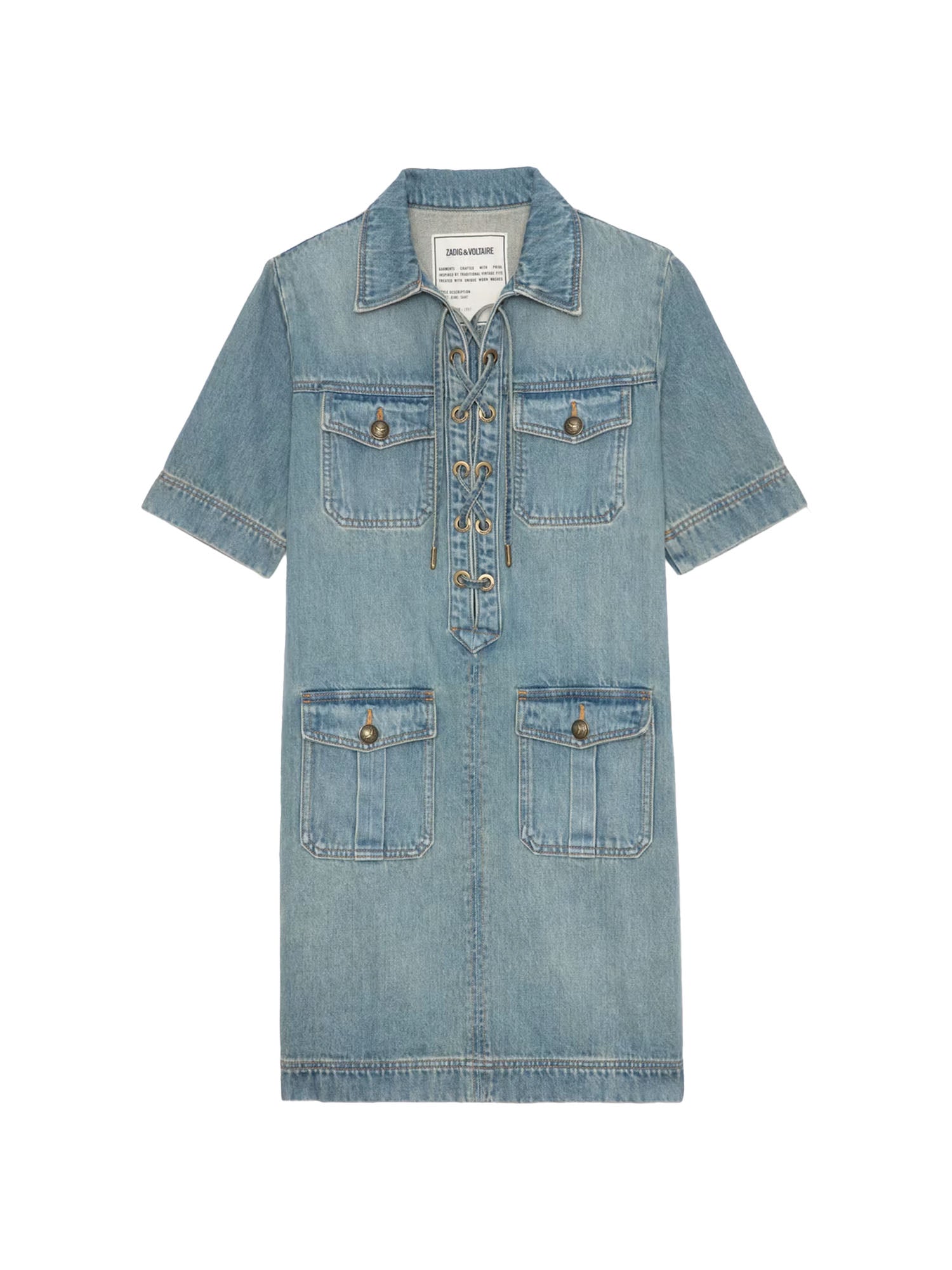 RONRON☆BACK HEART POCKET DENIM DRESS BACK HEART POCKET DENIM DRESS LIGHT BLUE - RONRON 론론
