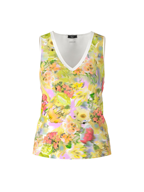 Marc Cain V-Neck Floral Printed Ribbed Top