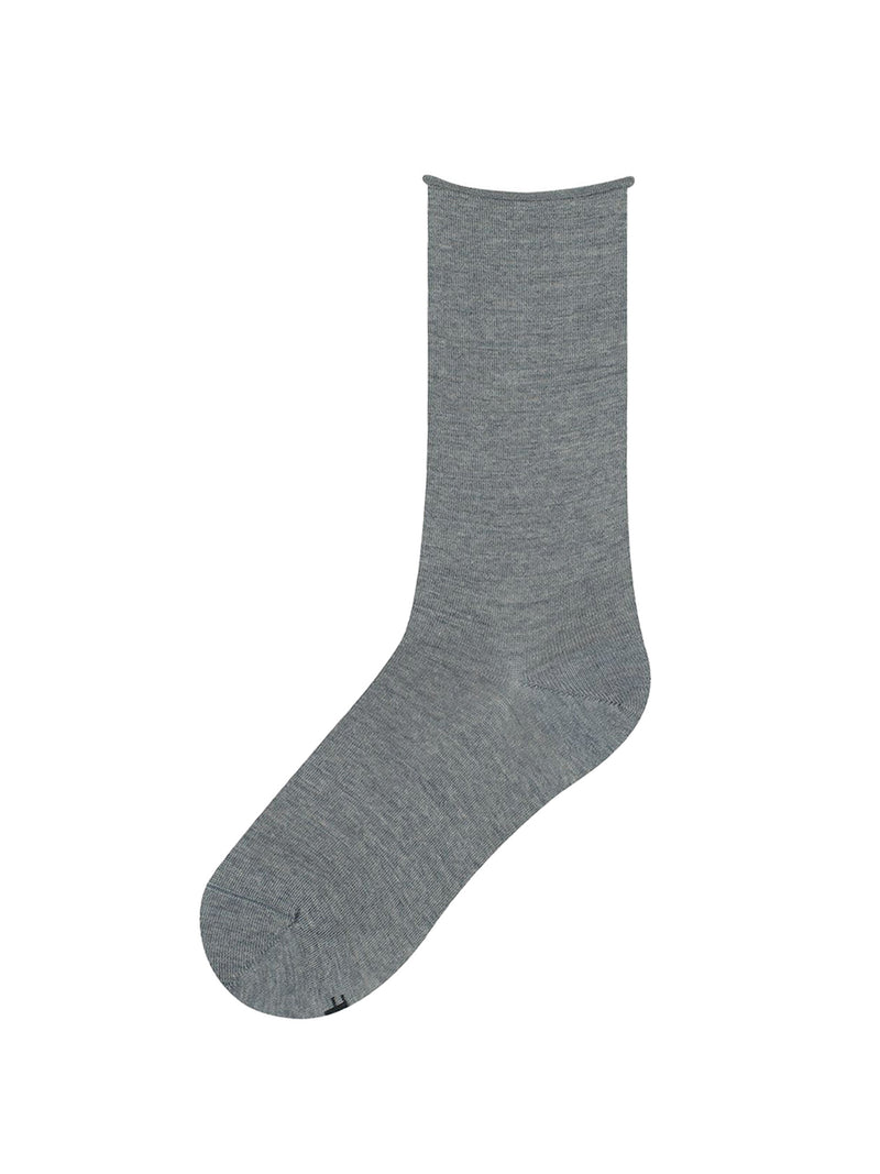 Bleu Forét Solid Coloured Fine Wool Sock Marled Grey