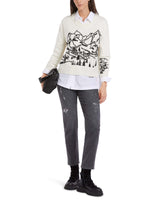 Marc Cain "Rethink Together" V-Neck Mountain Print Sweater