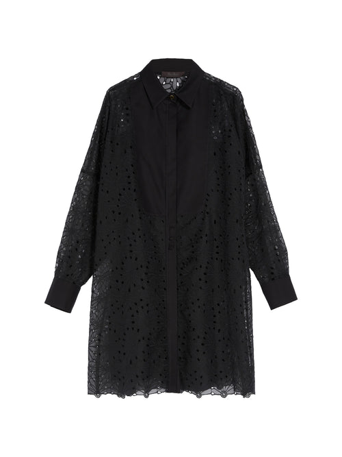 Max Mara Venere Long Sleeve Organza Dress Black