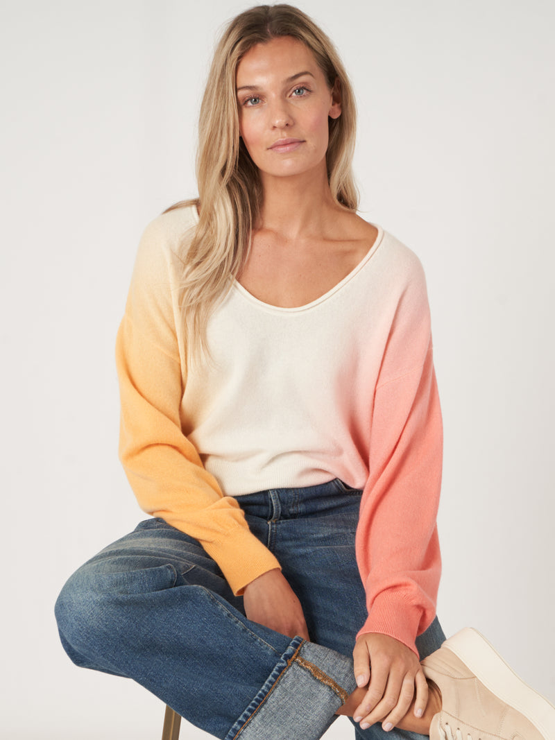Repeat Knitted Pullover with Two-Toned Sleeves