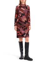 Marc Cain Fitted Geometric Print Turtleneck Dress