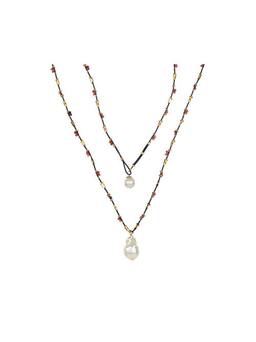 Mabel Chong Leather Pearl Necklace