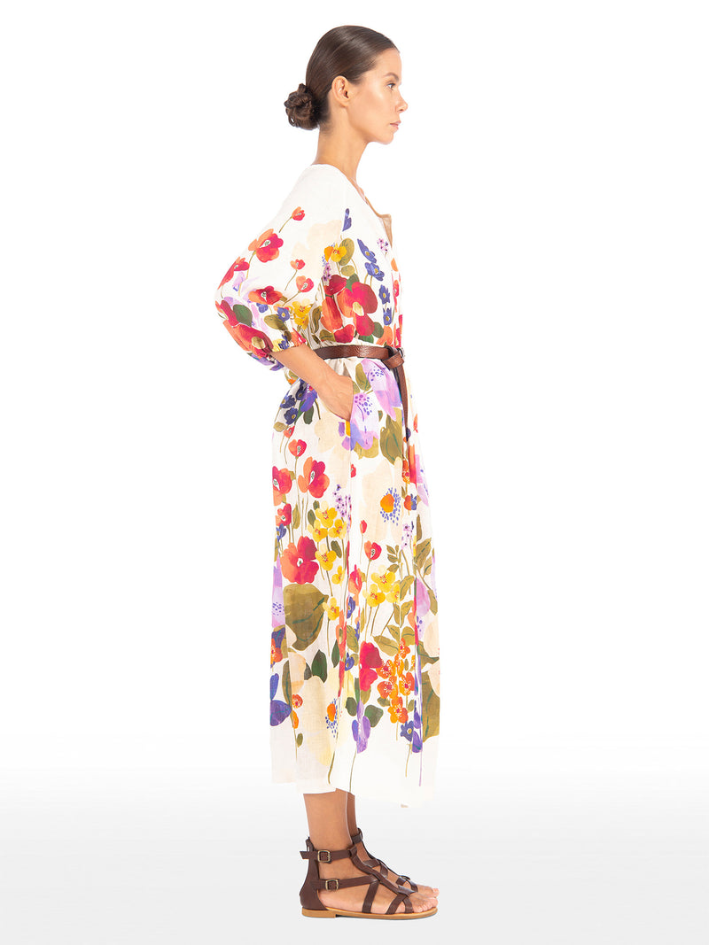 Sara Roka Flossie Printed Linen Dress Poppies