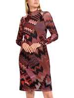 Marc Cain Fitted Geometric Print Turtleneck Dress