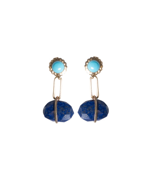 Mabel Chong Turquoise &amp; Lapis Paperclip Earrings