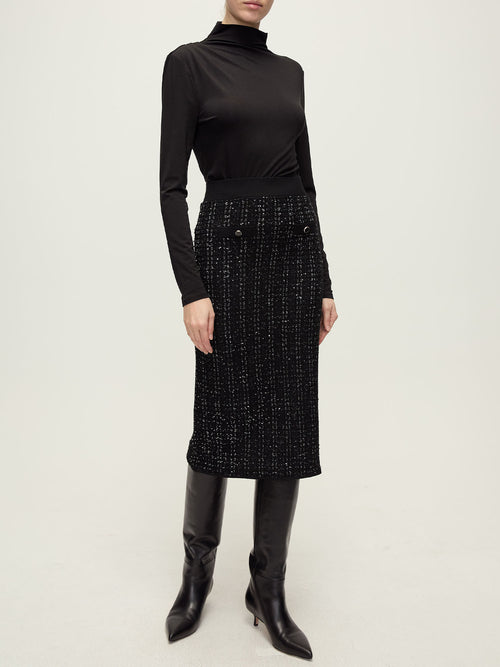 Veronica Beard Corbin Knit Tweed Midi Skirt