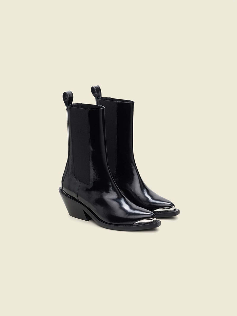 Dorothee Schumacher Shiny Moments Chelsea Boot Pure Black