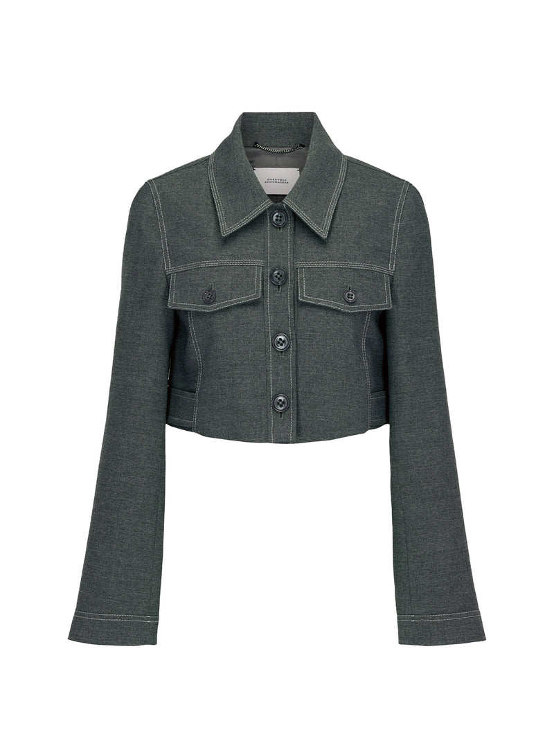 Dorothee Schumacher Casual Attraction Cropped Jacket Smokey Grey