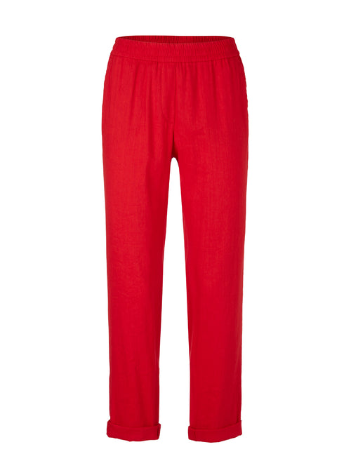 Marc Cain Linen Pants with Jogger Waistband Deep Red