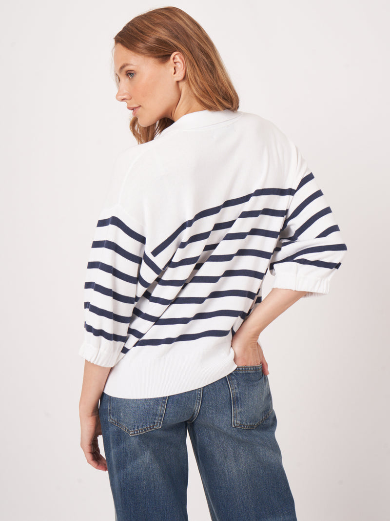 Repeat Striped Polo Neck Sweater