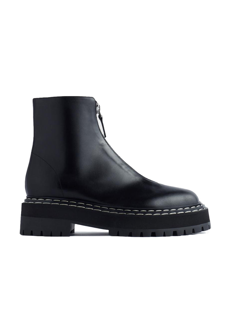 Proenza Schouler Lug Sole Platform Zip Ankle Boots Black
