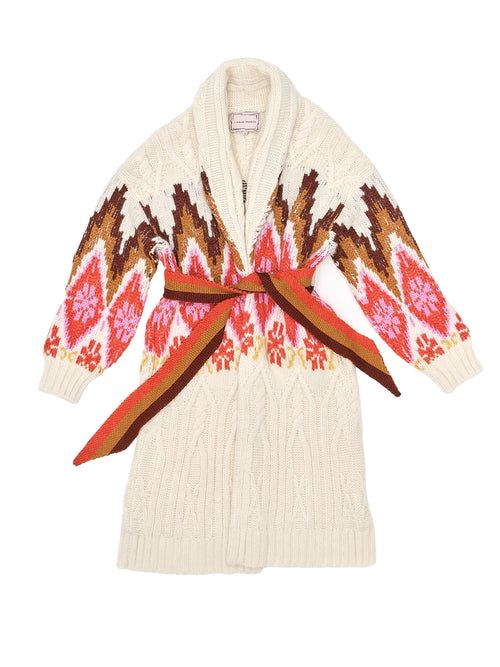 Lingua Franca Cable Knit Jacquard Robe