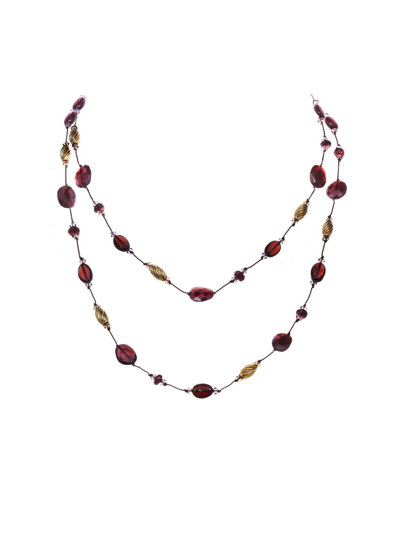 Margo Morrison Red Garnet &amp; Gold Bead Necklace