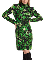 Marc Cain Printed Turtleneck Dress Dark Apple Green