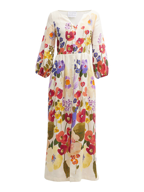 Sara Roka Flossie Printed Linen Dress Poppies