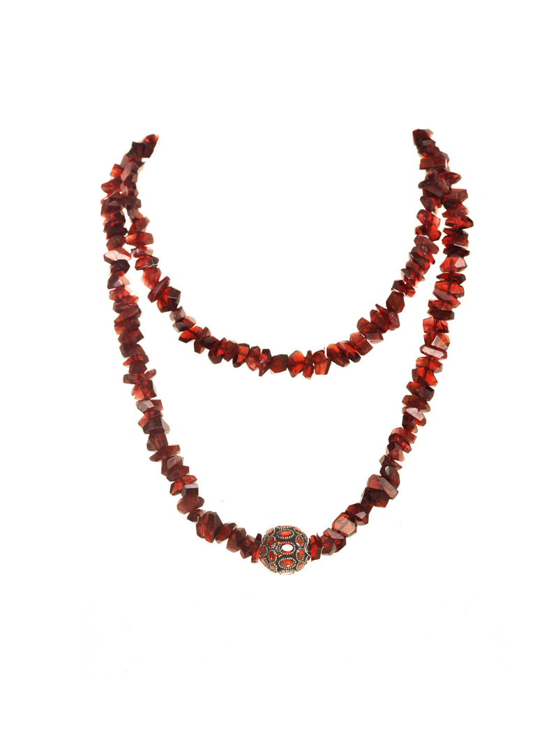 Margo Morrison Red Garnet Beaded Necklace
