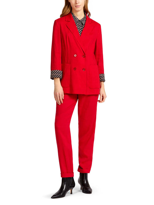 Marc Cain Double-Breasted Linen Jacket Deep Red