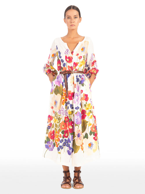Sara Roka Flossie Printed Linen Dress Poppies