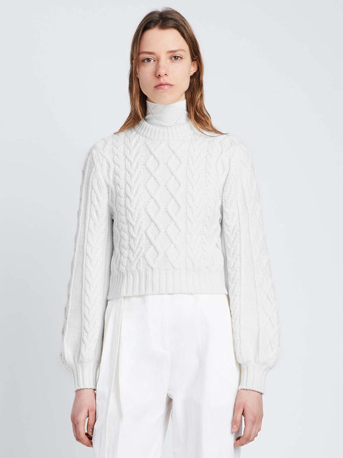 Proenza Schouler Chunky Cable Bell Sleeve Sweater