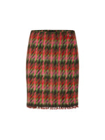 Marc Cain Check Skirt with Fringe Trim
