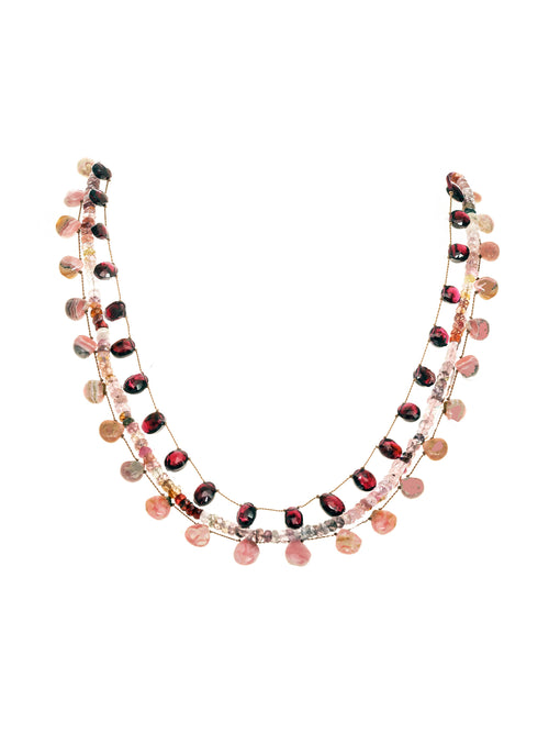 Hangar9 x Margo Morrison Pink Rhodocrosite, Red Garnet &amp; Spinel Necklace
