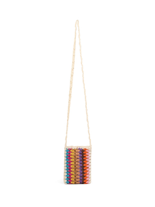 America & Beyond Crochet Cellphone Bag White Multi