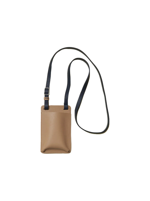Peserico Leather Mobile Phone Bag Desert Beige