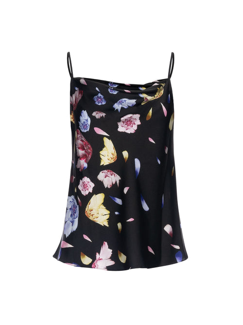 Mi Jong Lee Scattered Blossom Drape Front Camisole