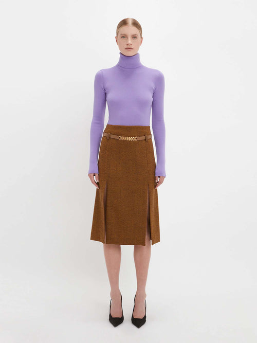 Victoria Beckham Knitted Polo Neck Jumper Lilac