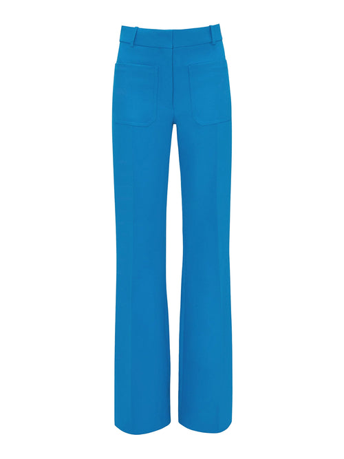 Victoria Beckham Alina Tech Gabardine Trouser Sapphire Blue