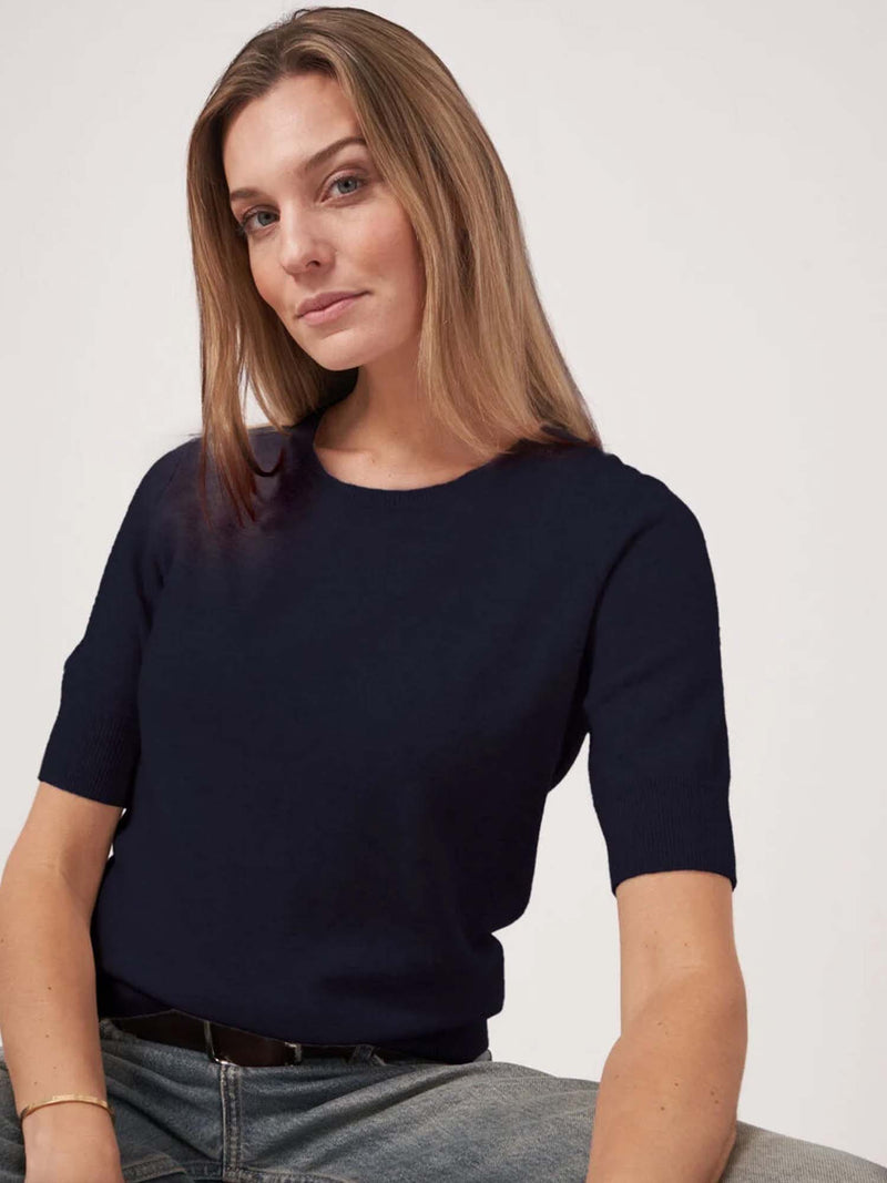 Repeat Basic Short Sleeve Cashmere Sweater