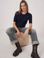 Repeat Basic Short Sleeve Cashmere Sweater