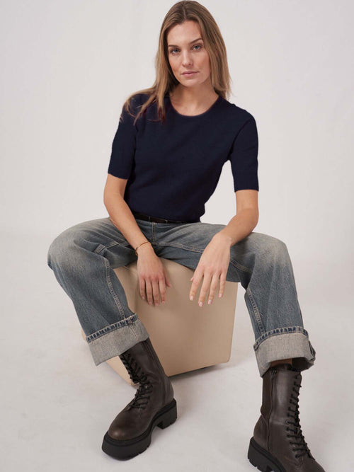 Repeat Basic Short Sleeve Cashmere Sweater