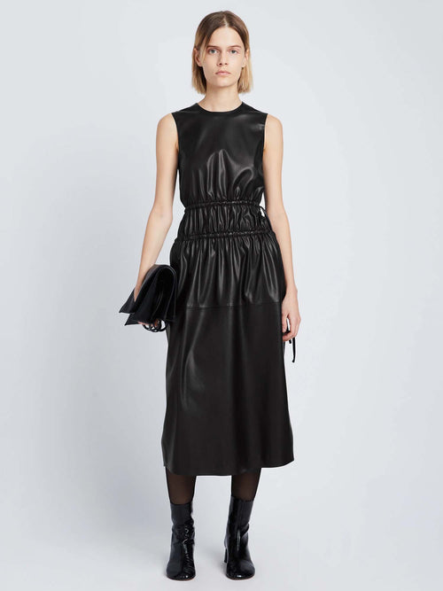 Proenza Schouler Faux Leather Drawstring Dress Black