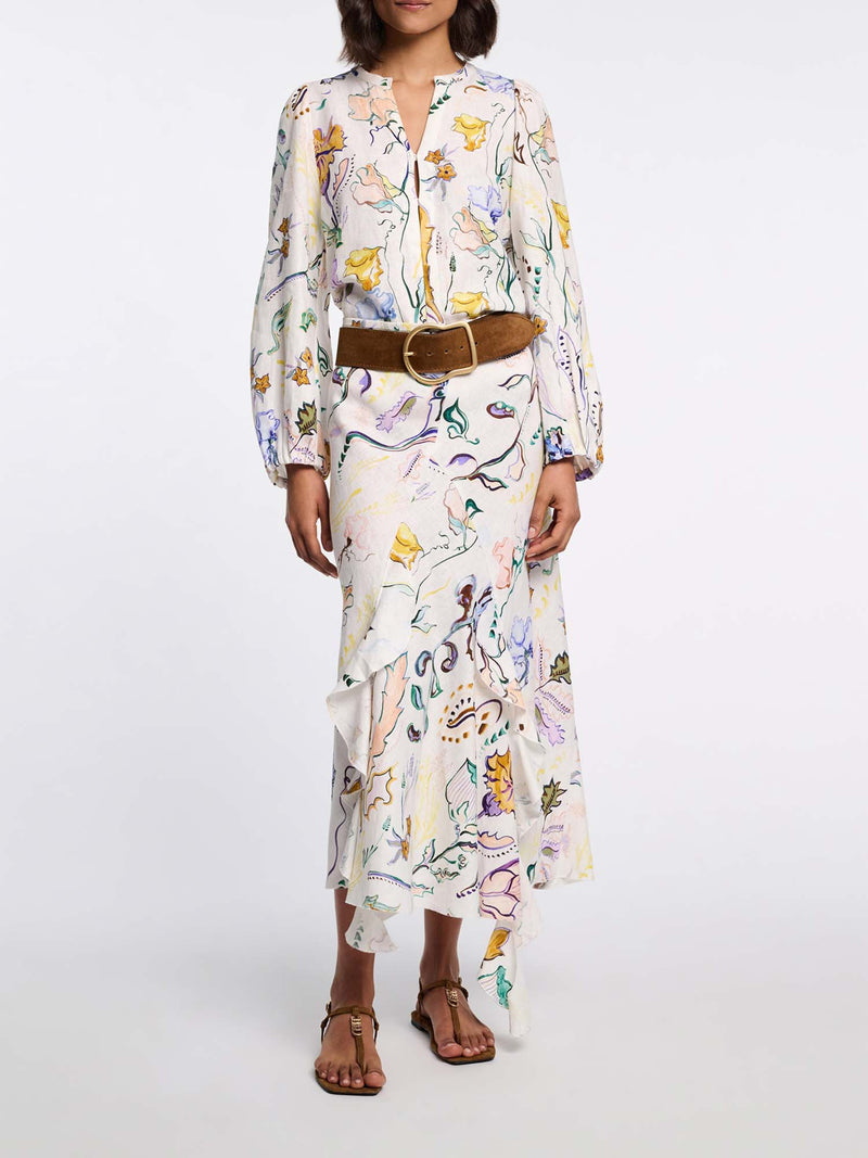 Dorothee Schumacher Floral Power Printed Linen Blouse