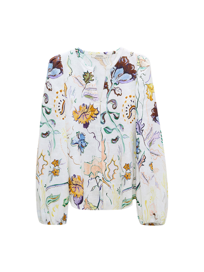 Dorothee Schumacher Floral Power Printed Linen Blouse