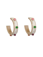 Bounkit Horn Hoop Earring Multi Stones