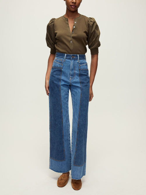 Veronica Beard Coralee Puffed Sleeve Top