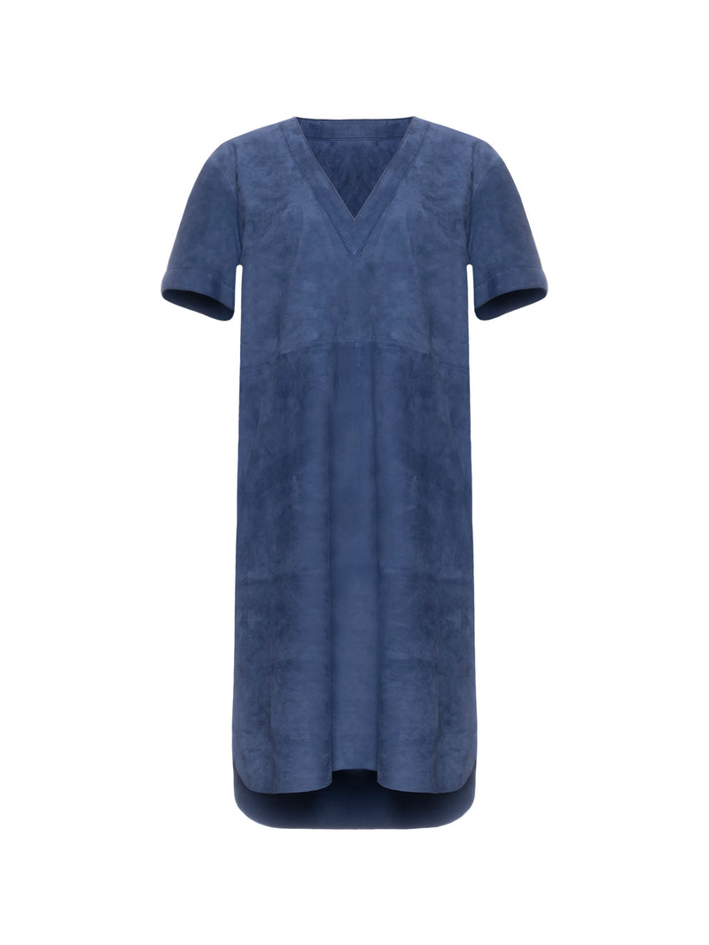 Desa Leather V-Neck Suede Dress