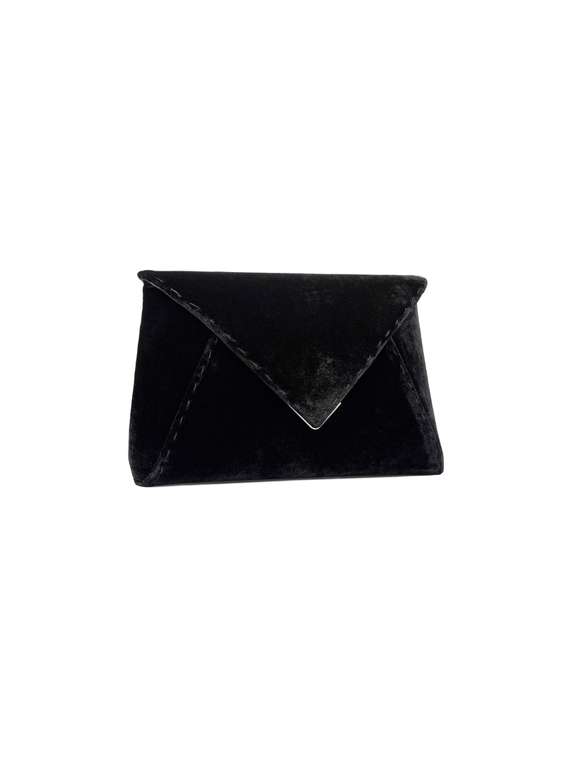 Lee Large Clutch with Chain in Black Crushed Velvet