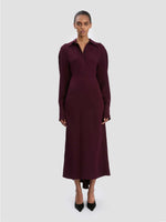 Victoria Beckham Long Sleeve Polo Collar Midi Dress