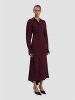 Victoria Beckham Long Sleeve Polo Collar Midi Dress