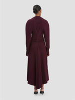 Victoria Beckham Long Sleeve Polo Collar Midi Dress