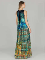 Mi Jong Lee Long Trapeze Gown with Back Cascade Detail