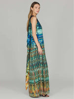 Mi Jong Lee Long Trapeze Gown with Back Cascade Detail