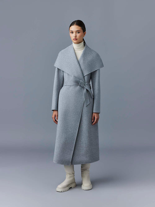 Mackage Mai-CN Wool Wrap Coat Grey Melange